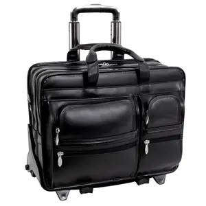 17 in. Clinton Leather 2-in-1 Removable-Wheeled Laptop Case