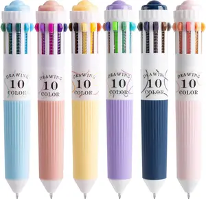 6 Park Multicolor Pens 10-in-1 Colored Ballpoint Pen 0.8mm Fine Point Smooth Writing Retractable for Office School Students Children adhd office accessories