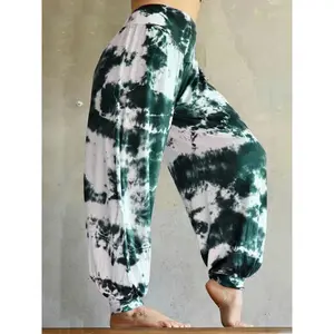 Plus Size Tie Dye Print Baggy Joggers, Casual Elastic Waist Pants For Spring & Summer, Women's Plus Size Clothing