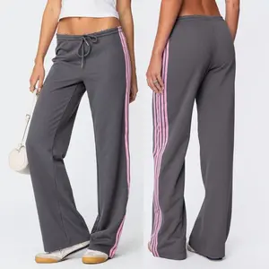Women's Lounge Striped Pants Straight Leg Loose Sweatpants with Drawstring Wide Leg Track Pants for Teen Girl Sweatpants comfortable casual pants Trouser Womenswear