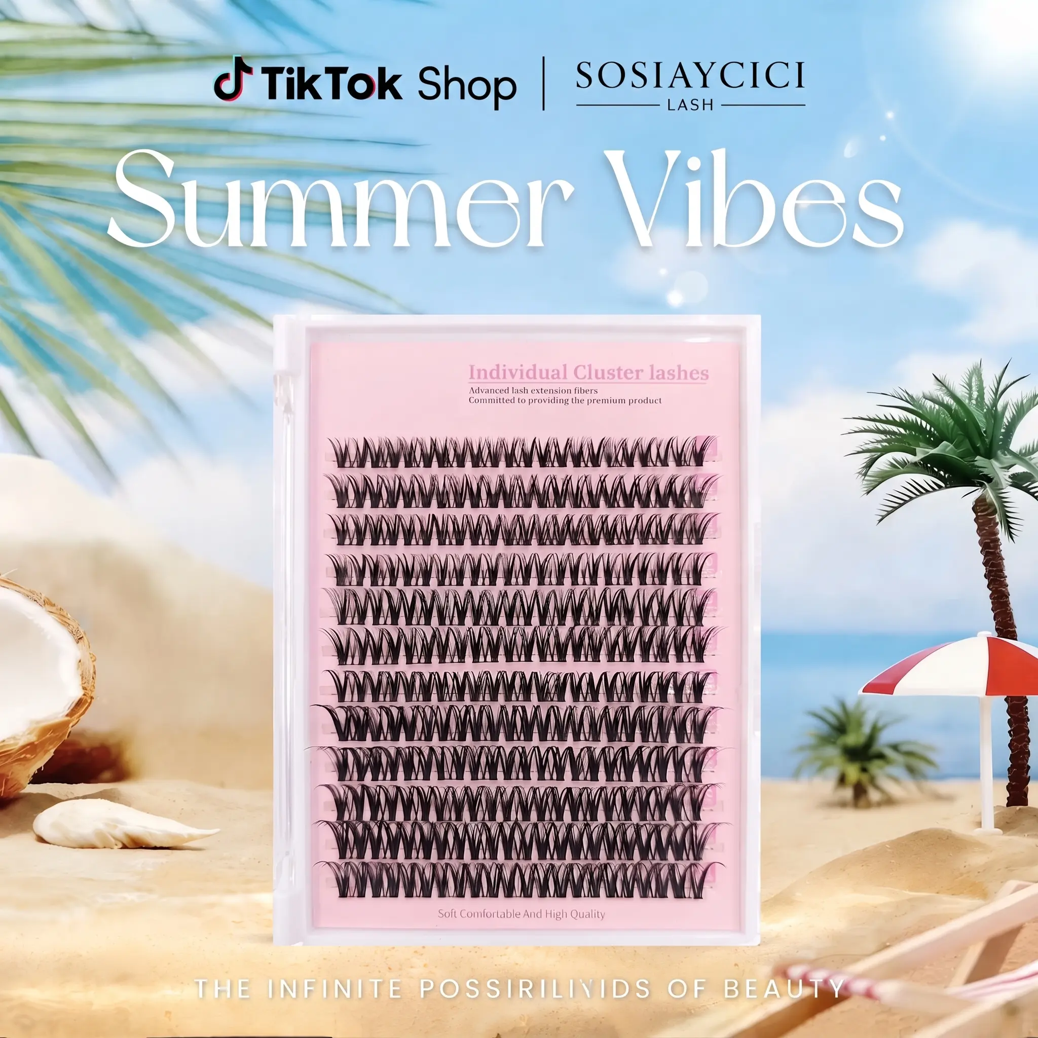 [SOSIAYCICI- DAILY READY SERIES] Fairy Light Mist Natural Look Cluster Lashes 9-16mm Mixed Wispy Thin Band Individual Lash Clusters Summer Beach Date Holiday Makeup For All Eye Shapes (ONLY LASHES)