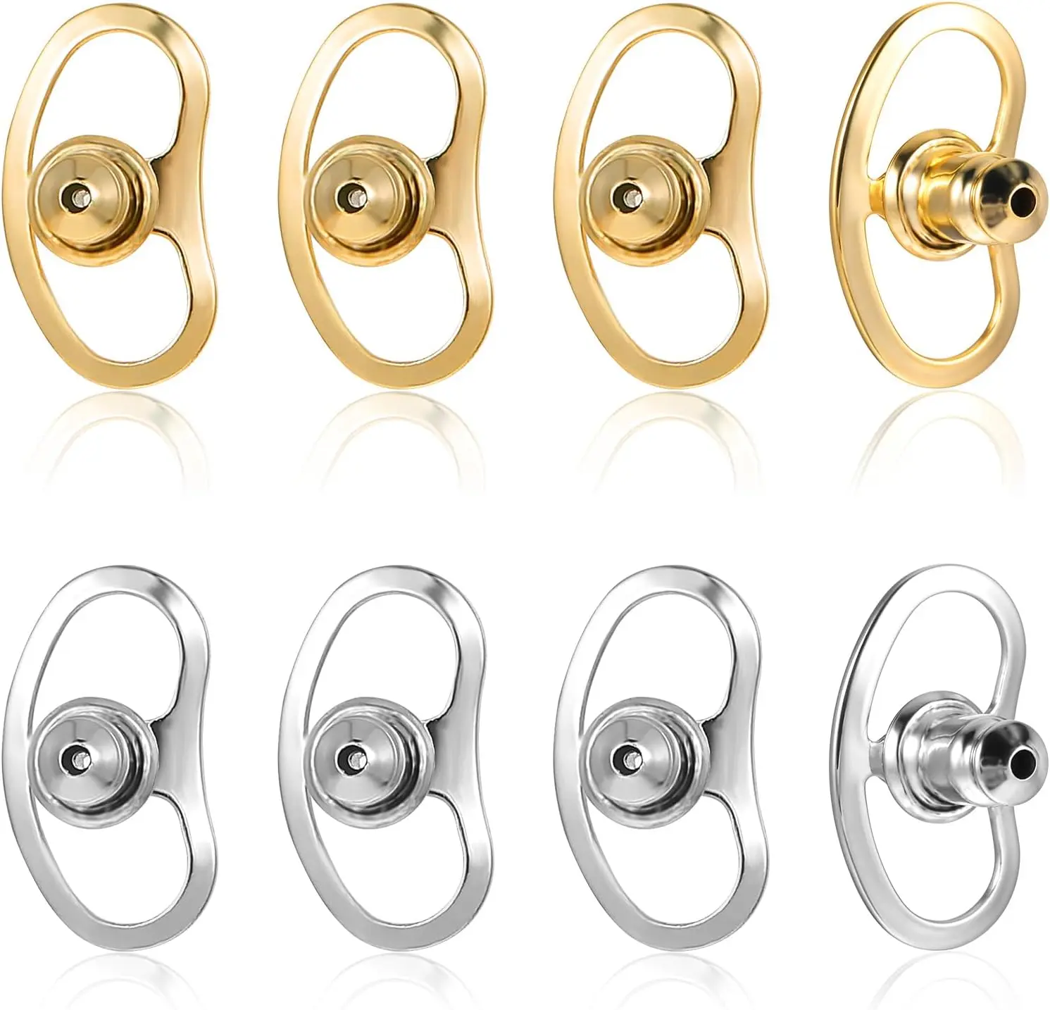 Earring Lifter Backs, 8 Pcs Locking Replacements for Droopy Ears, Tight Backers for Heavy Stud Earrings