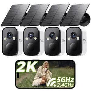 TIEJUS Security Cameras Wireless Outdoor, 4-Pack 5GHz/2.4GHz Wifi Solar-Powered Security Camera for Home Security with 2K Full Color Night Vision,PIR Detection, 5G/2.4GHz WiFi