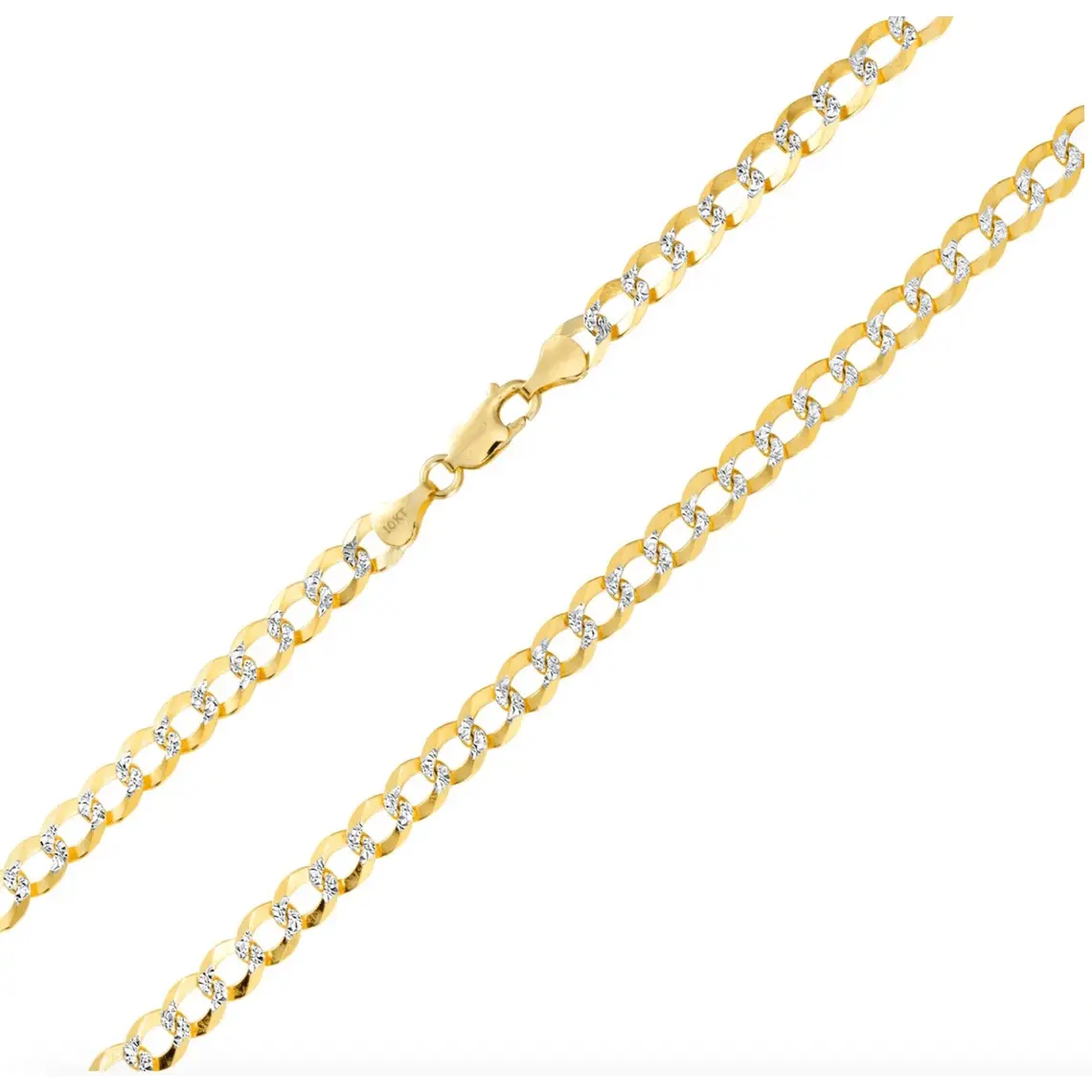 10K Gold 4mm Diamond Jewelry Cut Cuban Link Chain