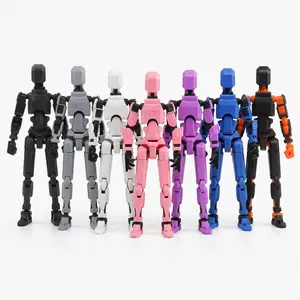 Viral T13 Action Figure Multi-Jointed Dummy Titan 13 Robot with Weapons 3D Printed Movable Figure for Stop Motion Desktop Decor Extreme Posability Endless Customization ABS Resin Safe Materials Cyberpunk Vibe