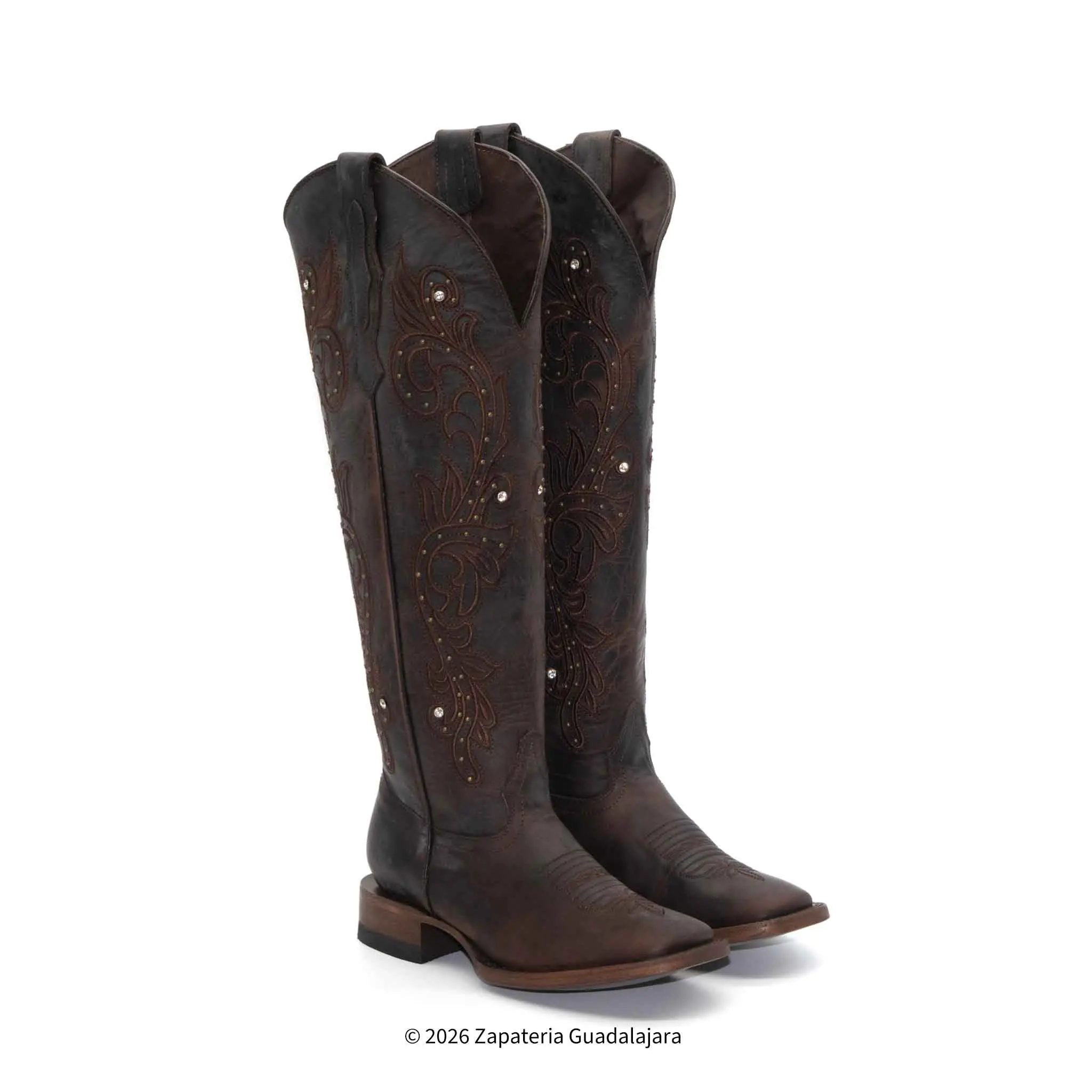 Tall Wide Square Toe Chocolate Leather Boot-H22T2694
