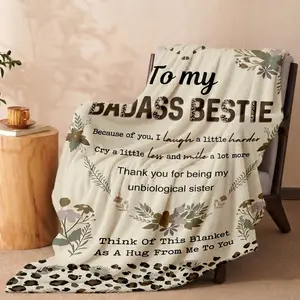MECE Badass Bestie Flannel Throw Blanket In Tiktok Shop for Sister Gift, BFF Gift, Best Friend Gift, Nap Cozy Blanket Suitable for Sofa, Bed, Travel, Office