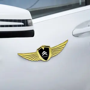 3D Metal Wing Car Emblem Side Badge Window Sticker Trunk Sticker Sticker Decals for Citroen C4 Cactus C5 C3 C6 C1 VTS Berlingo C2 Aircross C4l Saxo C-ELYSEE Xsara Picasso X7 C6