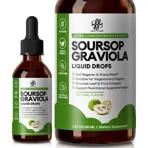 Organic Soursop Graviola Liquid Drop Dietary Herbal Supplement - Healthcare Support, Sugar-Free, Dairy-Free, Antioxidant-Rich, Liver Health, Cell Support & Regeneration, Immune & Gut Health, High Absorption, Natural Flavor, 2 Fl Oz