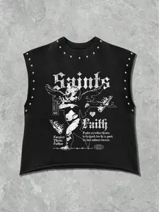 Men's Casual Vintage Fitted Sleeveless Summer Top, Comfortable Daily Wear, Stylish Men's Clothing for Warm Weather, Perfect for Outdoor Activities
