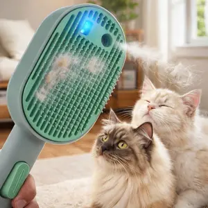 Luxury Pet Steam Hair Removal Brush with Stainless Steel Needles, Rechargeable, One-Button Cleaning, Dog and Cat Grooming, Massage and Beauty Comb, Fur Removal Tool