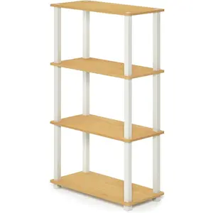 4-Tier Multipurpose Shelf Display Rack, Square Tube, Beech/White
