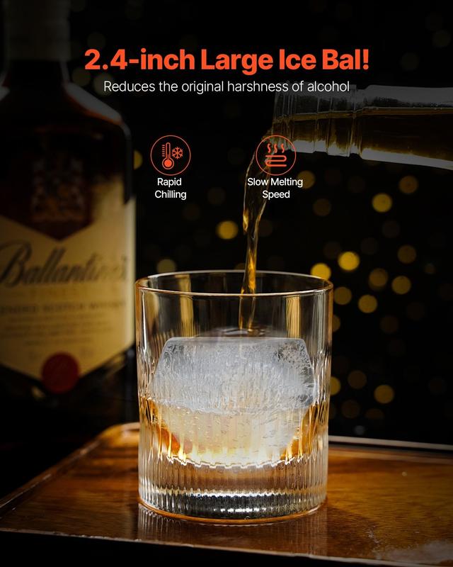 Ice Diamond Press Ice Ball Maker Kit 2.4-Inch Diamond Ice Press For Whiskey Cocktails And Bourbon, Round Ice Sphere Ball Maker, Bar Tool Accessory, Durable Stainless Steel Ice Maker For Home Bar And Entertaining