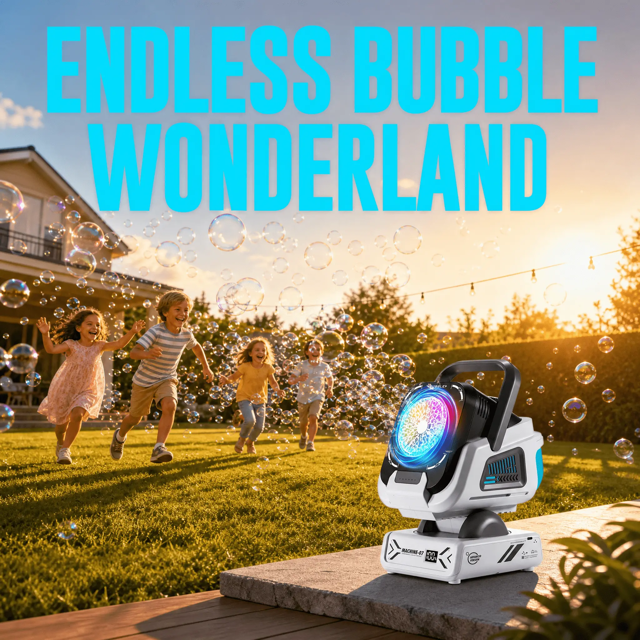 Upgraded Rectangular ABS Plastic Bubble Machine - Built-in 1800mAh Li-ion Rechargeable Battery, Auto/Manual Modes, Remote Needs 2 AAA Batteries (Not Included), 8-10 Years Kids Party Gift Toy, Built-In Li-Ion