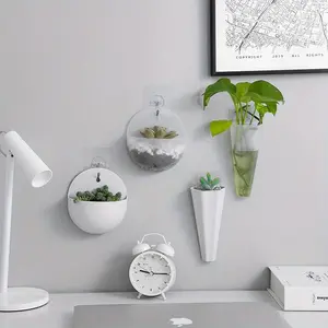 Wall Hanging Plant Pot, Plastic Floating Levitating Plant Vase, Wall Mounted Storage Organizer, Home Decor Supplies for Living Room, Cactus, Herbs, and Small Flower