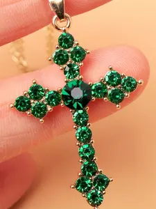 1 PC Simple Cubic Zirconia Cross Necklace Pendant For Women Valentine's Day Gift Wedding Jewelry