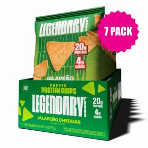 Legendary Foods 20 g Jalapeño Cheddar Air Popped High Protein Chips - Crispy Crunchy Snack - No Sugar added - High protein Snack - 7 pack