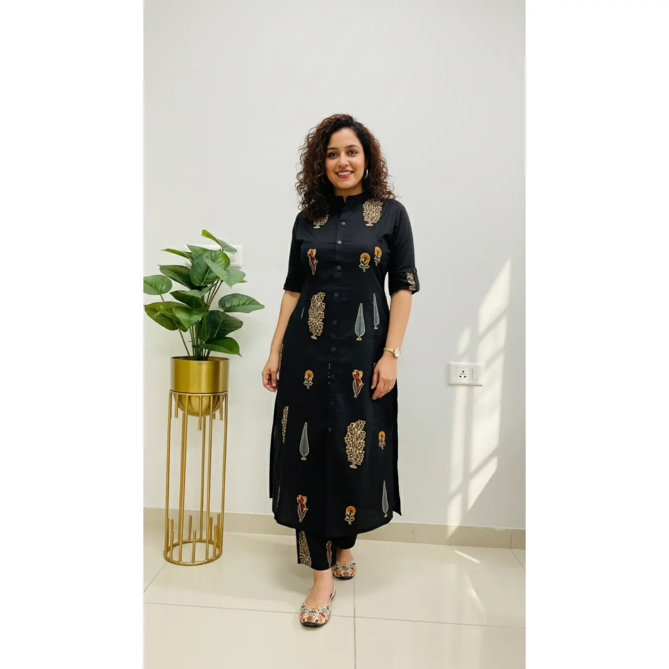 Famous BlacK Ikkat Print Fine Cotton Designer Co-erd Set