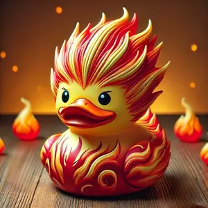 Fun Fire Duck Ornament, Resin Decoration for Home Bedroom Living Room, Christmas Halloween Gift, Theme Decorative Item