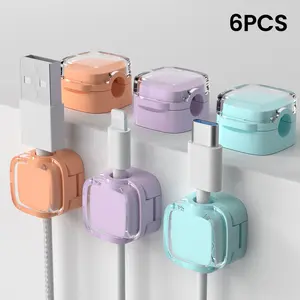6 Pack Magnetic Cable Clips, Cord Organizer Holder, Strong Adhesive Desk Cable Management Organizer, Phone USB Charging Cords Wire Holder Organizer for Home, Office, Car, Desk, Nightstand (Colourful)