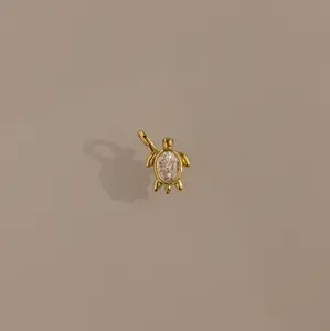 Diamond Turtle Charm by Caitlyn Minimalist - Dainty Crystal Turtle Charm for Necklace & Bracelet - Ocean Jewelry - Gift for Her
