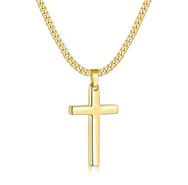 【Create in Me a Clean Heart】Minimalist cross pendant with refined gold-tone details, perfect for work and date outfits, and a thoughtful gift choice