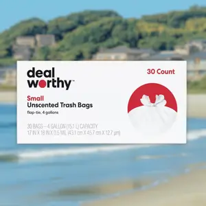 Small Trash Bags 4 Gallon 30ct - 4 Gallon Small Trash Bags, 30ct, Drawstring, for Bathrooms Offices, Dealworthy