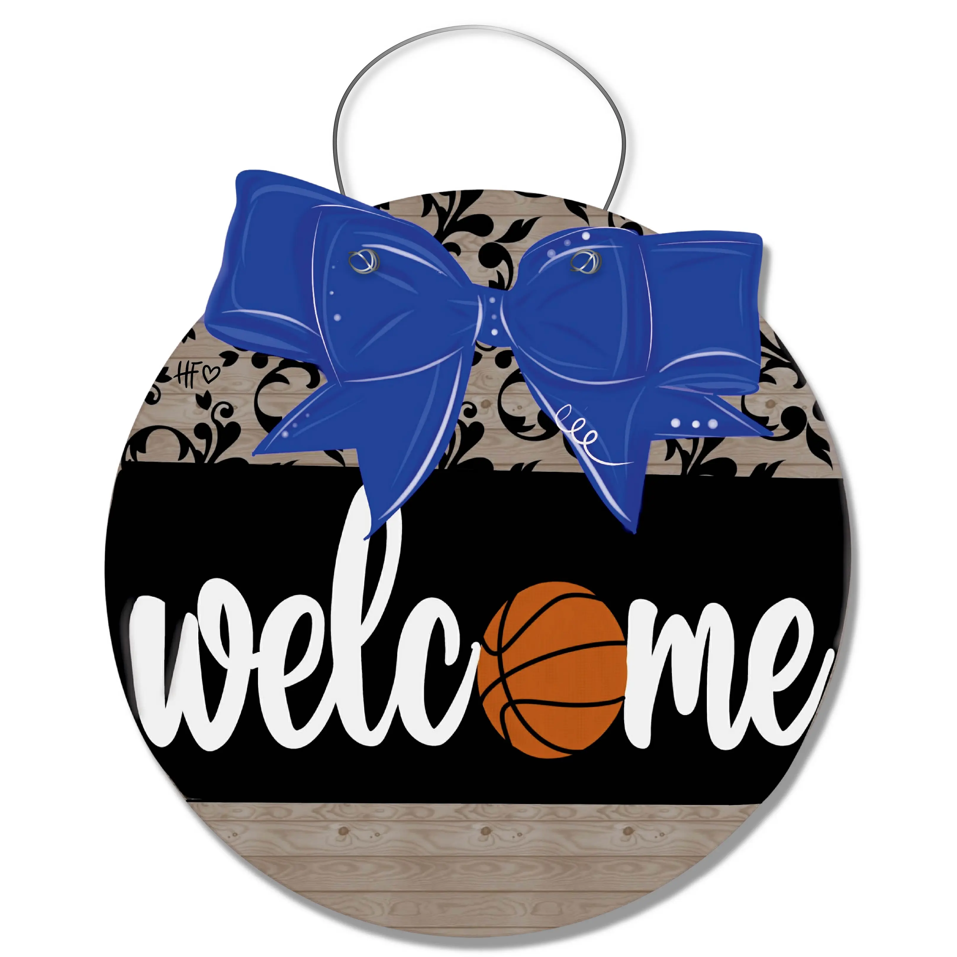 Royal Blue Basketball Welcome Bow Door Hanger, Festive Home Decor