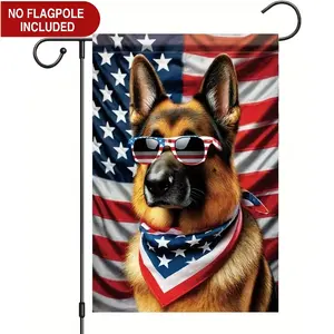 Patriotic German Shepherd 4th of July American  Yard  Funny USA Dog Outdoor Decorative Flag 12*18inch