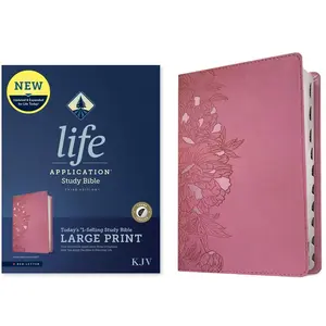 KJV Life Application Study Bible, Third Edition, Large Print (Leatherlike, Peony Pink, Indexed, Red Letter) -- Tyndale - Bible