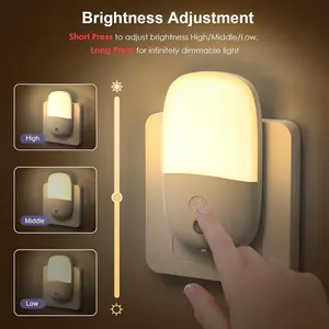 LED Night Light for Bedroom Dusk to Dawn Sensor Dimmable Foldable Energy Saving Soft Glow Lamp for Kids Adults