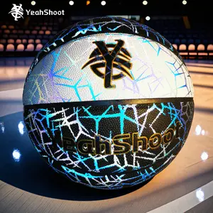 YeahShoot Holographic Reflective Basketball - Professional No.7 Glow in the Dark Basketball, Cool Luminous Ball! Scratch - Resistant with Excellent Grip, Comes with Full Inflation Pump Set, Perfect for Any Court, Shines Bright in Night Games, Ideal Gift
