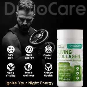 DrBioCare Men’s Supplement — Boosts Strength&All Day Energy — Featuring L-Carnitine + Living Collagen — 60 Capsules