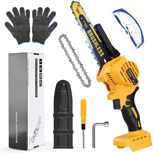 Brushless Mini Chainsaw Kit 8-inch no battery with Safety Gear Gloves Chain & Accessories for Wood Tree Trimming Electric Tool Set