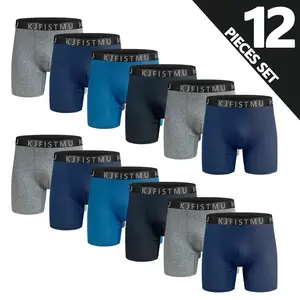 KJFISTMU 12/8/4-piece men's underwear boxer set, solid color and simple, cool, breathable, moisture-wicking men's underwear, does not roll at the edges