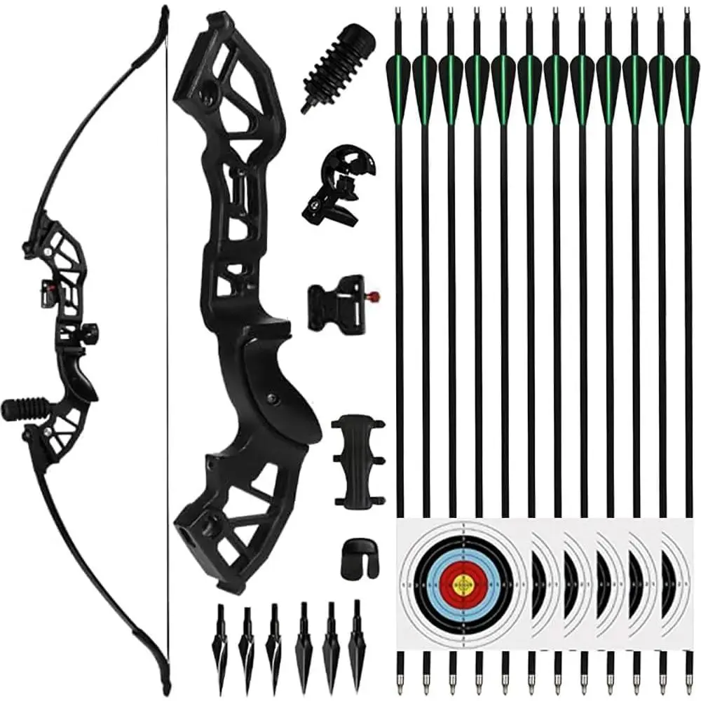 Complete Archery Set for Adults & Beginners, 51" Takedown Recurve Bow, 40LB Ambidextrous Bow with Magnesium Alloy Riser for Outdoor Target Practice, Outdoor Practice
