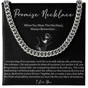 Cuban Link Chain Promise Necklace To My Boyfriend From Girlfriend For Boyfriend, Gifts, Jewelry, with Message Card, Box, For Birthday, Valentines, Christmas