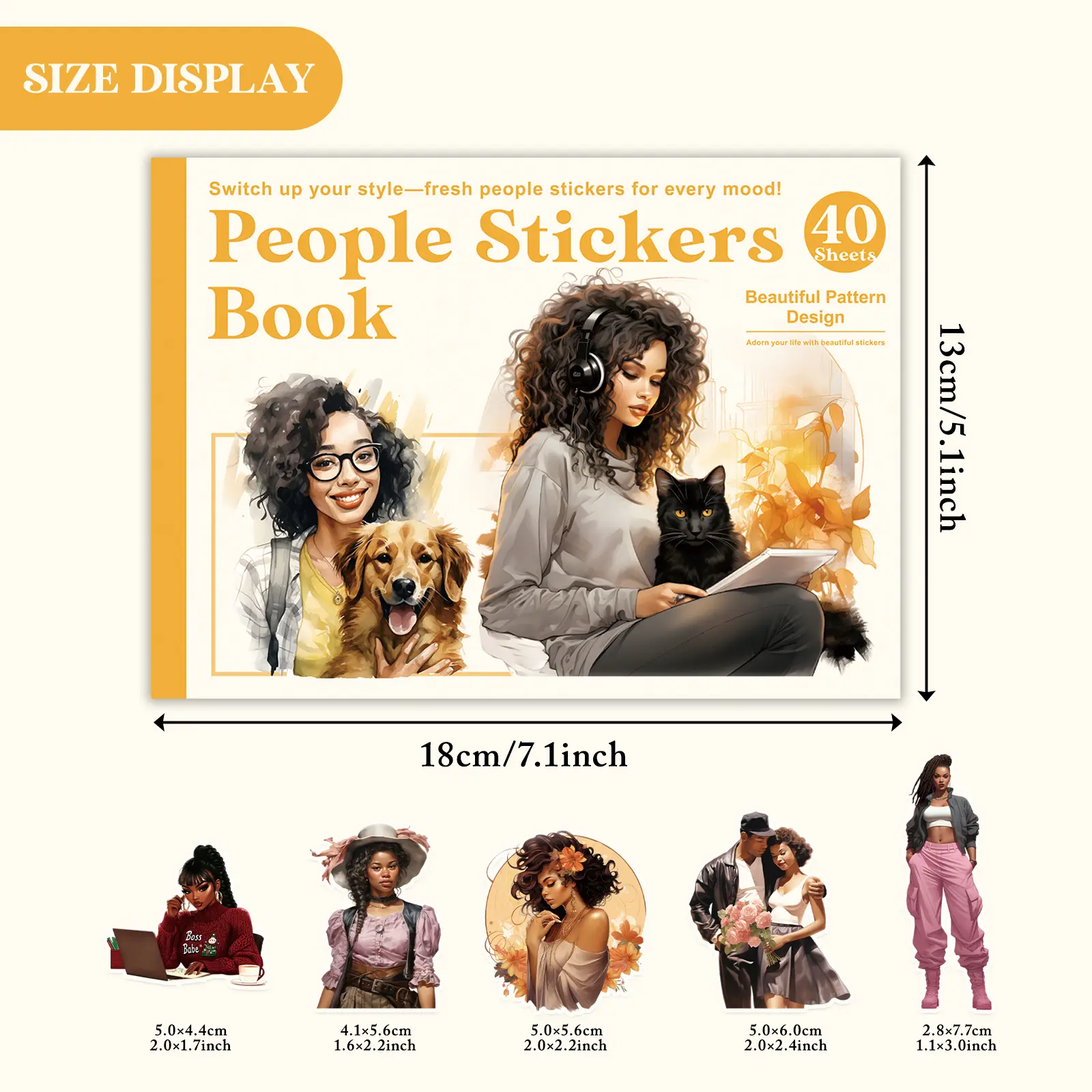 Black Girl Adhesive Die-Cut Permanent Sticker Set (283 Pcs, 40 Sheets), Afro-Aesthetic Scrapbooking & Stamping Supplies for Journaling, DIY Crafts, Adhesive Stickers Stickers, Die-Cut Stickers