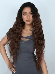 31 Inch Long Deep Curly Wavy Lace Front Synthetic Wigs, Fluffy Wigs without Bangs, Heat Resistant Fiber Pre Plucked Hairline with Baby Hair Wig for Women, Deep Wave Wigs