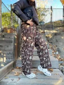 Hippie Pants Mushroom Design Baggy Patchwork Pants Harem Pants Women Boho Hippie Clothes for Men Unisex Pants Christmas Present Cute Pants