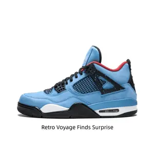Men's Blue Mid Top Athletic Shoes - Breathable Mesh Basketball Sneakers Red Collar Detail Daily Wear Street Style Trainers