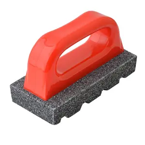 Gunpla 20-Grit Masonry Rubbing Brick with Ergonomic Handle | Industrial Carbide Fluted Rub Brick for Concrete Smoothing, Mark Removal & Wet Tile Polishing