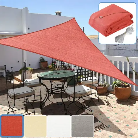 HOMEYA Multi-Size 8/12/16 FT High-Density 185gsm Polyethylene Triangle Sun Shade Sail - Lightweight, Permeable, UV-Protective Canopy with 316 Steel Corner, Wind & Light Flow, Outdoor Patio Shade for Backyard, Beaches