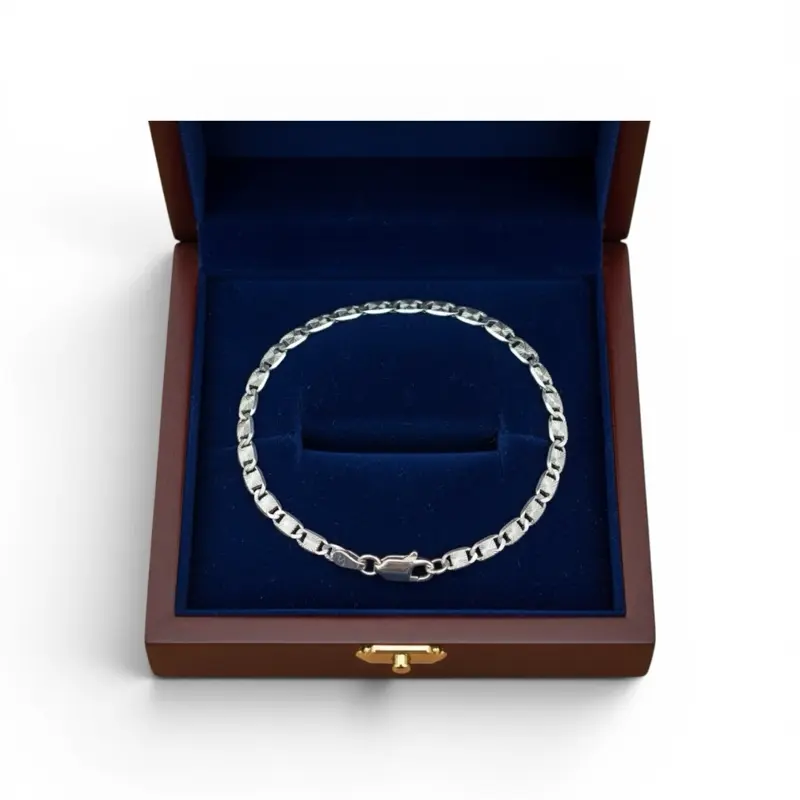 925 Sterling Silver Classic Star Bracelet, Elegant Design, 7in Size, Wrist, Accessories, Jewelry, Casual, One-Piece