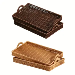 Rectangular Tray with Handle, Two Colors Available, Desktop Organizer, Afternoon Tea Ceremony Tea Set Tray, Jewelry Display, Shelf Baskets