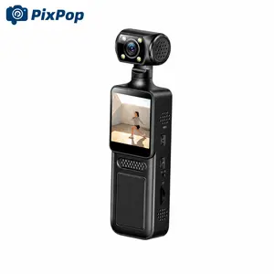 Pocket 4K Sports Action Camera with 64GB Storage, 180° Rotatable Lens, WiFi Vlog Camera for Outdoor Cycling Travel