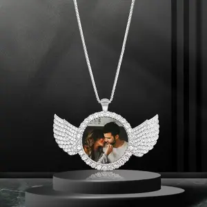 Personalised custom image wing necklace, commemorative gift, suitable for boyfriend's gift, girlfriend's gift, Father's Day gift