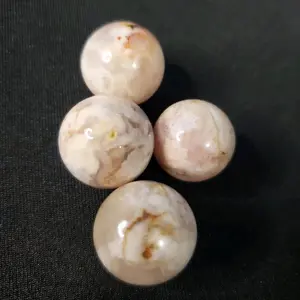Crystal Addict Rare Flower Agate Mini Sphere Stone Carvings - Collectible Agate Stone for Growth, Protection, Nurturing Dreams, Unlocking Potential