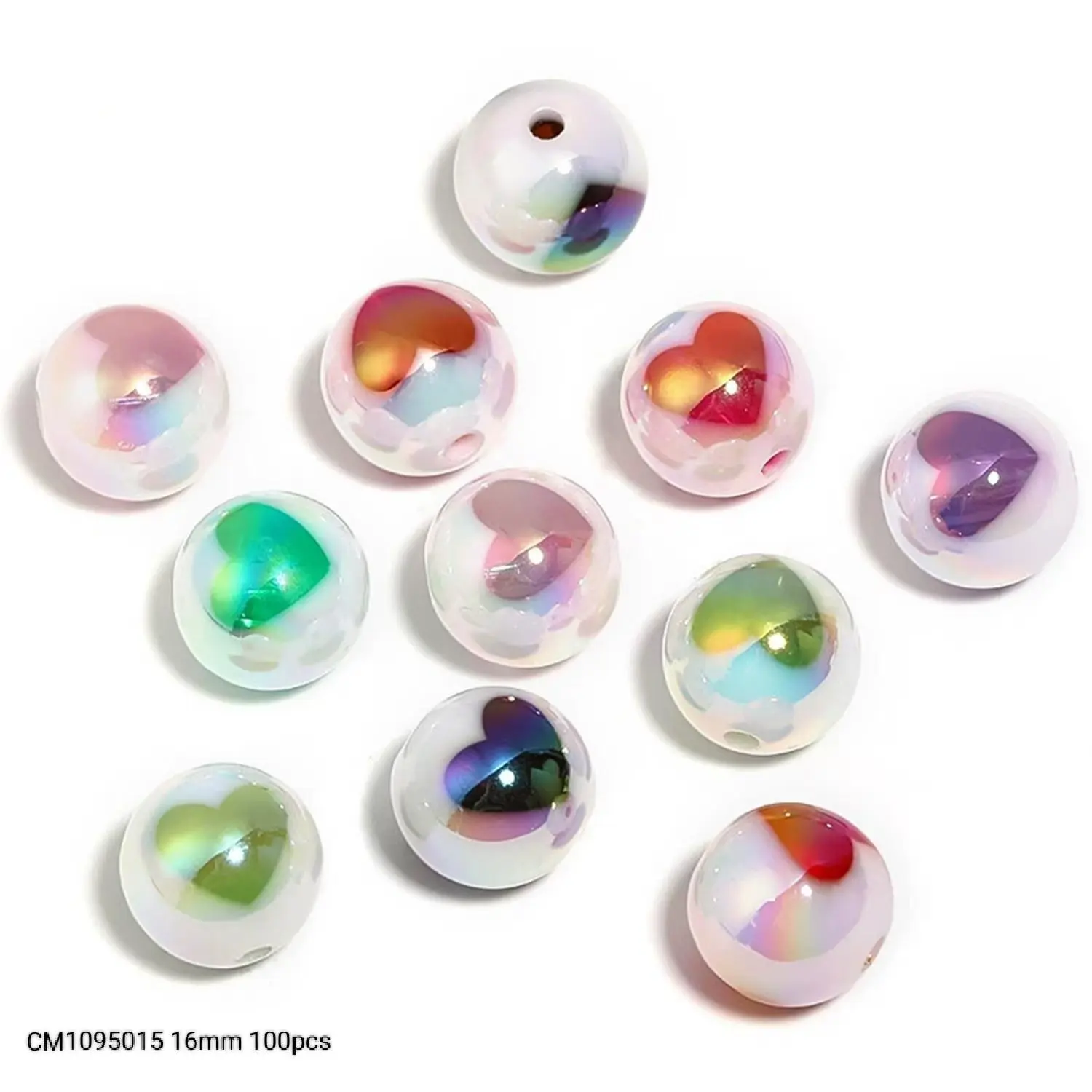 CM1095015 16mm 50pcs heart beads