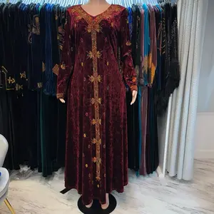 velvet colorful rhinestoned v neck dress with pockets five colors